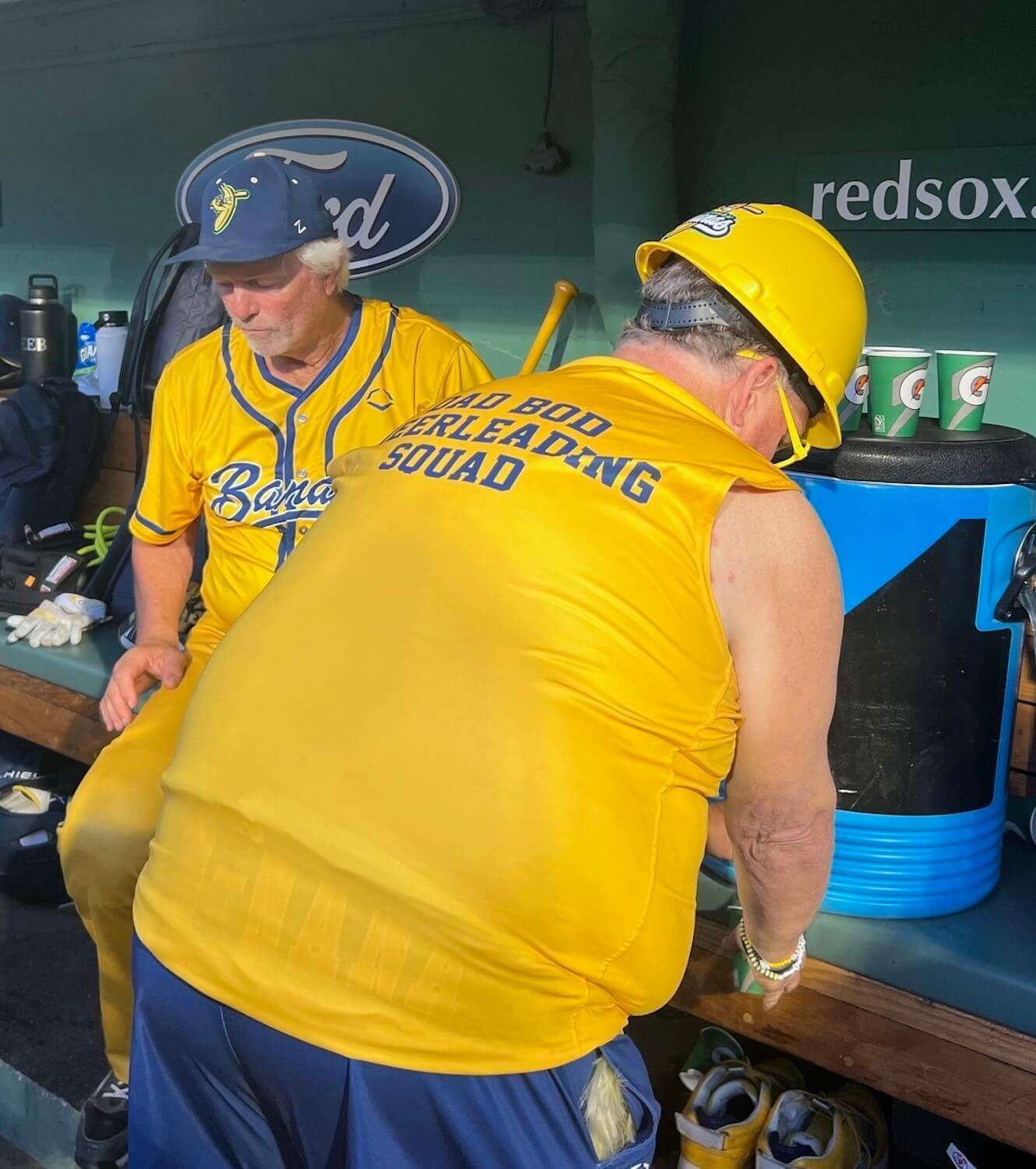 When the Bananas went big time and big scale performing in MLB and NFL stadiums the Dad Bod Cheerleading Squad went with them. There's a lot of fat jiggling in Banana Ball.