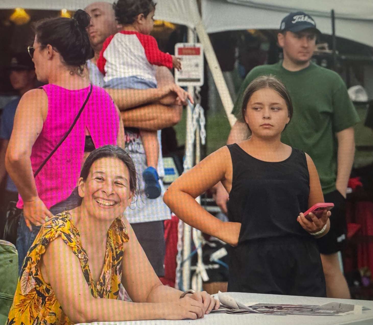 Peko and an armed participant wating for The Bot to go live in the fifth inning.