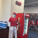 Also new, at least to me, was the mannequin in the Nats clubhouse dressed in the uniform of the day. There are now so many to choose from; so many opportunities to sell.