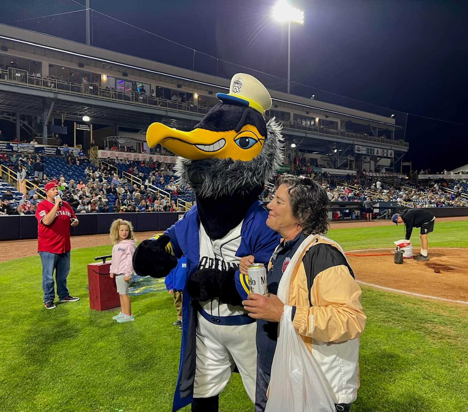 Grandmother Lisa braved the decibels generated by on-field host Andy who shrieked, "HE IS HIM! HE IS SO THAT GUY!"